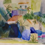 Traumhaus - Aquarell und Collage (Omage an Macke) 2000 (37x26cm)